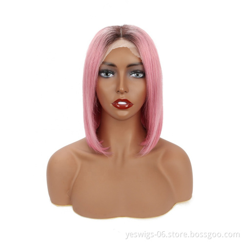 Cheap Selling Colorful Short Bob With Baby Hair 13x4 Transparent Swiss Lace Front Wig 1B 613 Pink Blue Grey Purpler Lace Wig